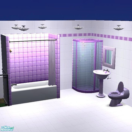 Sims 2 — Lavender Bathroom Set by Outpost_Road — A bathroom to match the Lavender Colonial Bedroom.