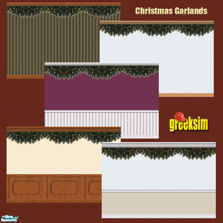 Sims 2 — grks Christmas garlands by greeksim — Christmas Garlands on maxis walls in case you want to start decorating for