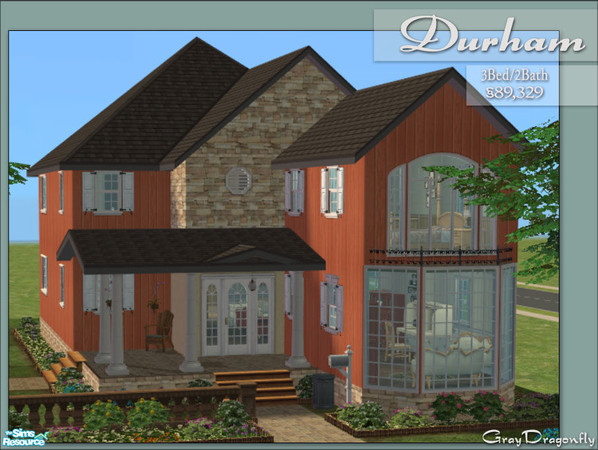 Sims 2 — Durham by GrayDragonfly — Quaint and cozy traditional home w/ narrow, row house style. Looks great on corner