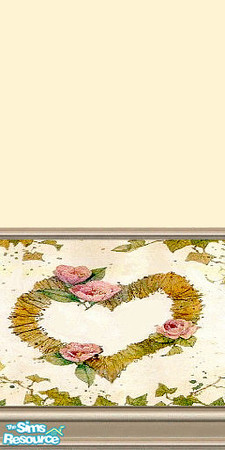 Sims 2 — Hope 2 by Lorah — A pretty yellow wallpaper with a heart and flowers, light yellow paint. Alternate 1 and 2 to