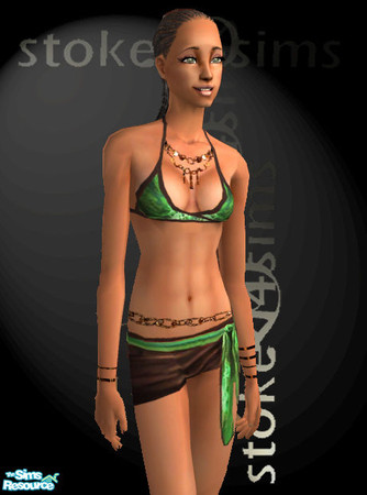 Sims 2 — Ivory Coast Swimwear - Bikini Wraps - co by stoked4sims — Bold, beautiful bikini in cool green. Includes