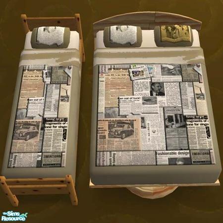 Sims 2 — Newspaper bedding by buntah — Old newspapers come in handy when your sim is poor. This is part of my Poverty