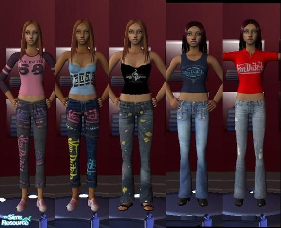 Sims 2 — Von Dutch Set 2 by Jordansgirl — Von Dutch set 2. All tops are seperate from bottoms. Baby phat top and teen