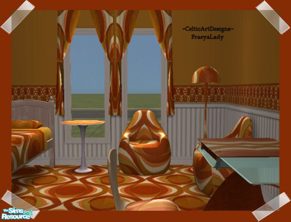 Sims 2 — Retro College Rusty Sun Curtain by Fraeyalady02 — Inspired by University and Friends Requests for more retro