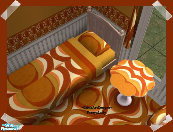 Sims 2 — Retro College Rusty Sun Bedding by Fraeyalady02 — Inspired by University and Friends Requests for more retro