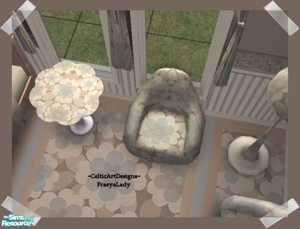 Sims 2 — Retro College Paper Flowers Cushy Chair by Fraeyalady02 — Inspired by University and Friends Requests for more
