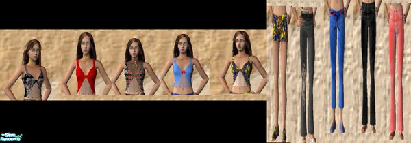 Sims 2 — womens play clothes by ead425 — set of 5 top and 5 pants