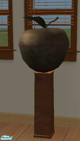 Sims 2 — Apple Sculpture on Mahogony Wood Block by SSilver — Here is the apple sculpture on a mahogony wood block. 