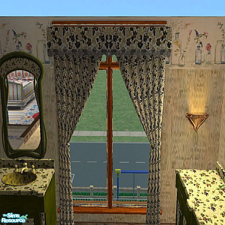 Sims 2 — Bottle Water Green Curtains by lindakelly — This goes with the Bottle Green Bathroom Set