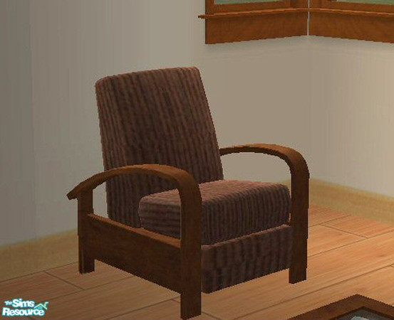 Sims 2 — Corduroy Recliner by SSilver — This recliner is covered in corduroy and has a mohogany base. 