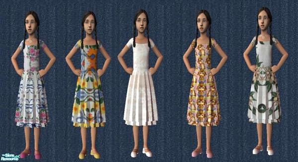 Sims 2 — Girls Easter Dresses by ead425 — just in time for Easter, 5 dresses to choose from; hope you enjoy