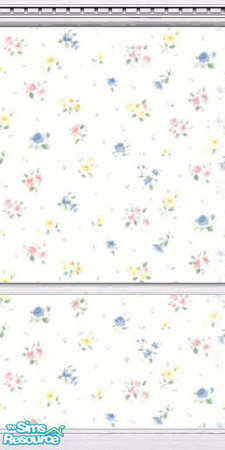 Sims 2 — Cape May by lilaclaughter — Bright white tossed with pastel blooms. Clean and cheerful.