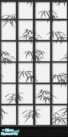 Sims 2 — Shoji with Bamboo, Black Version by v00deux — beautiful black laquer/bamboo leaf screen.