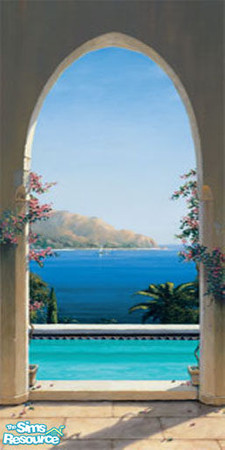 Sims 2 — Arch de Sorrento by ljkane — Single wall panel mural the first of my total of 10 it will add to any room