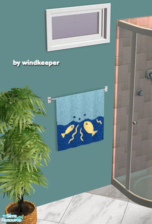 Sims 2 — Bathroom towel blue fish by Windkeeper — *Updated Dec 8/06* Towel recolor of Bathroom towel mesh from this set.