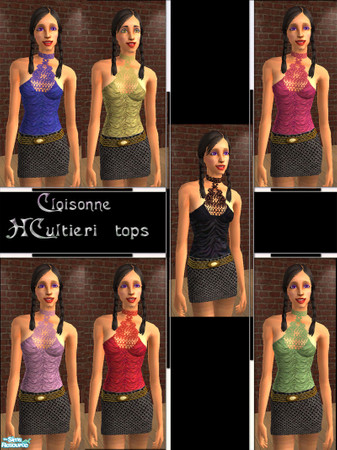 Sims 2 — HCultieri top collection by Cloisonne — Collection of halter tops designed with lace,crochet and rushed detail.