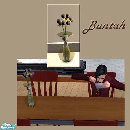 Sims 2 — Natural Funky Flowers in Transparent Vas by buntah — This is the natural version of my Funky Flowers in a