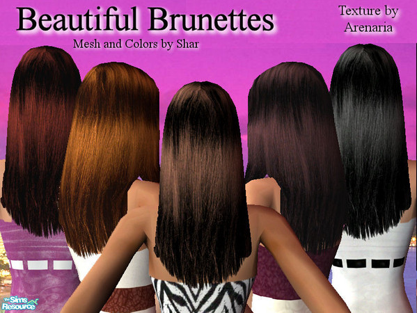 Sims 2 — Beautiful Brunettes - Long Shiny Hair by Big Bad Shar — Brunette shades of Arenaria's texture used with