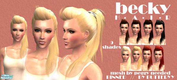 Sims 2 — Becky Hair by butteryy — I loved this mesh by Peggy, but the recolors of it just weren\'t working for me, so I