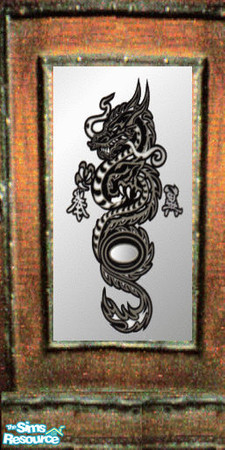Sims 2 — silver dragon wall panel by ead425 — silver dragon wall panel (can find other panel in golden panel set