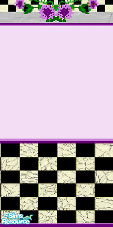 Sims 2 — Country Wallpaper 6 by chyl — Purple wall with black and white country design. Part of the Country Collection.