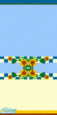 Sims 2 — Country Wallpaper 7 by chyl — Blue and yellow wall with country floral design. Part of the Country Collection.