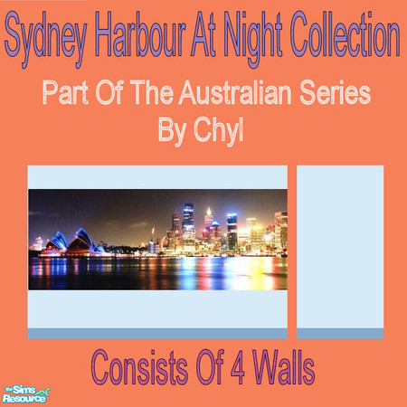 Sims 2 — Sydney Harbour At Night by chyl — A set of 4 walls that make a picture of Sydney Harbour in Australia. Consists