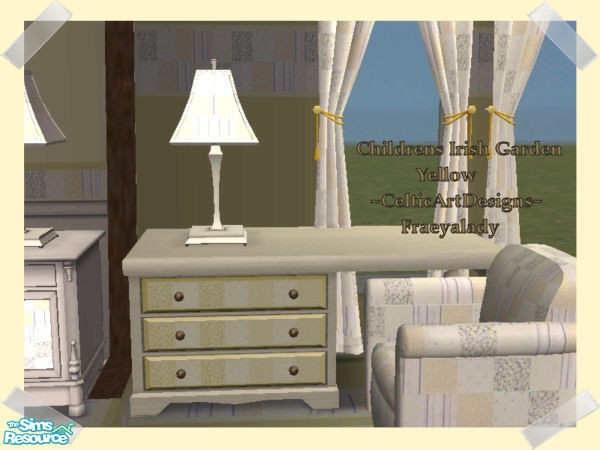 Sims 2 — Childrens Irish Garden Yellow Desk by Fraeyalady02 — Made from patterns my Mother and I used to make quilts for