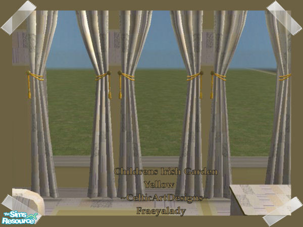 Sims 2 — Childrens Irish Garden Yellow Curtain by Fraeyalady02 — Made from patterns my Mother and I used to make quilts