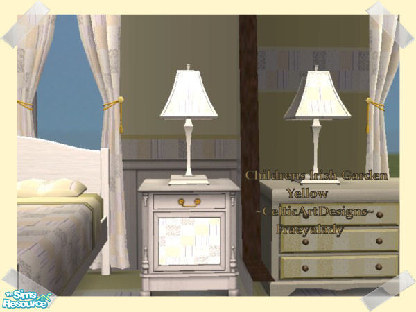 Sims 2 — Childrens Irish garden yellow End Table by Fraeyalady02 — Made from patterns my Mother and I used to make quilts