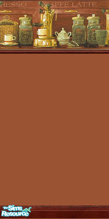 Sims 2 — kitchen 2 by moosercool — this one has a nice espresso colored background with a lovely coffee border