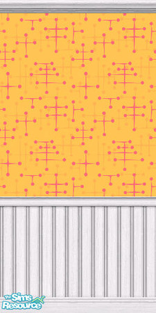 Sims 2 — Eames Wallpaper (Yellow) by DJLadyPope — Yellow 1950's wallpaper with beadboard Pattern by pixeldecor.com