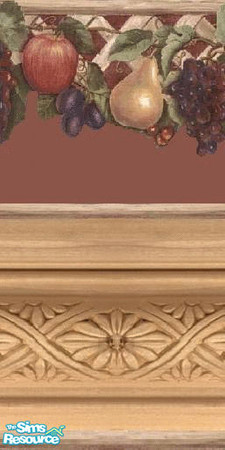 Sims 2 — dark red kitchen wall panel by The_Unicorn — this time with a light wood panel