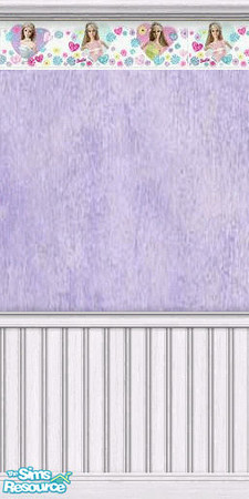 Sims 2 — LED Barbie Hearts 2 by ladyearthdancer — Barbie Hearts 2 is a cute lavender wall with barbie hearts border..Also