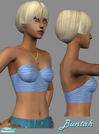Sims 2 — Light blue tube top by buntah — This tube top includes a pretty gold necklace and gold rings, along with red