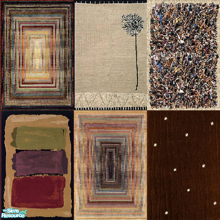 Sims 2 — Brown contemporary rugs set by Helena — Six rugs with modern design for living room