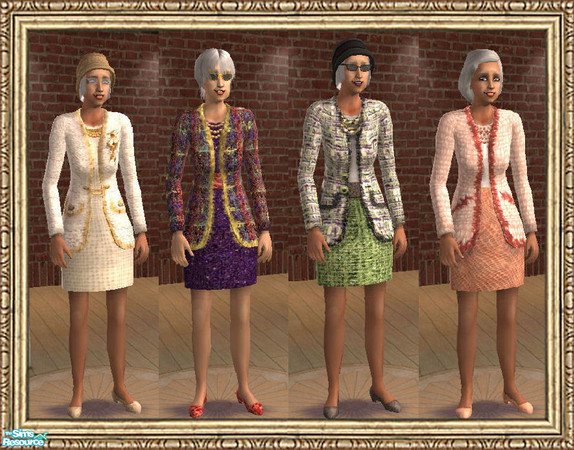 Sims 2 — Chanel elegance by Helena — These four dresses inspired Chanel fashion are for Sim women,whose can be elegant