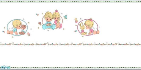 Sims 2 — Babies For Baby 4 wall set by Lorah — Presious Moments Babies for baby. This is a 4 wall pastel set in mint,