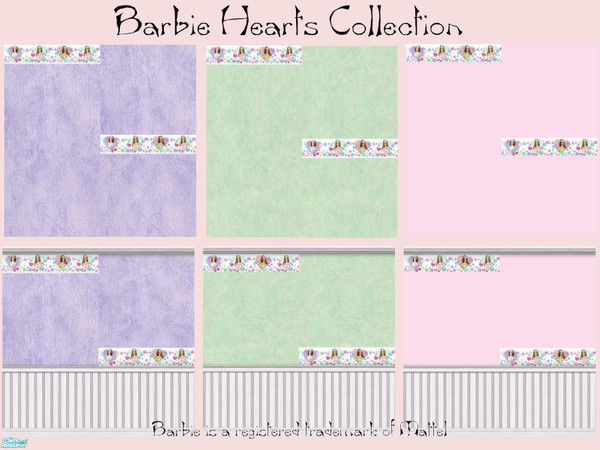 Sims 2 — LED Barbie Hearts Collection by ladyearthdancer — Barbie Hearts Collection contains 12 walls and 3