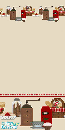 Sims 2 — Recipes Half by Lorah — For the country kitchen. Coffee, cupcake, bread ect. in red, tan, blue and brown.