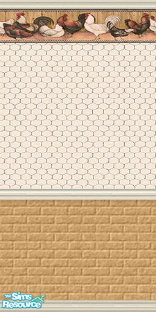 Sims 2 — am_kitchenseries36 by Cruella — These set of 12 walls feature chickens and a fine china border in blue, mauve
