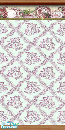 Sims 2 — am_kitchenseries52 by Cruella — These set of 12 walls feature a fine china border in blue, mauve and yellow,