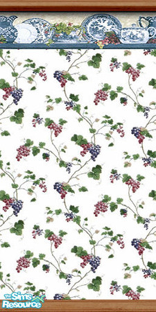 Sims 2 — am_kitchenseries50 by Cruella — These set of 12 walls feature a fine china border in blue, mauve and yellow,