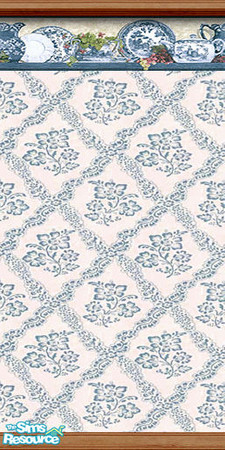 Sims 2 — am_kitchenseries49 by Cruella — These set of 12 walls feature a fine china border in blue, mauve and yellow,