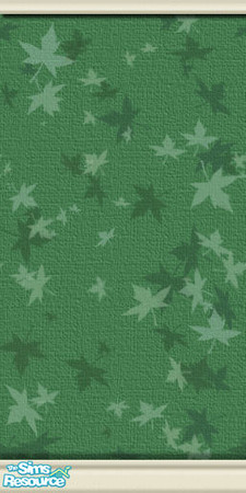 Sims 2 — Green Maple Wall (Dark) by TSR Archive — Green leaves painted on a textured dark green wall, with cream-painted