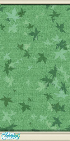 Sims 2 — Green Maple Wall (Medium) by TSR Archive — Green leaves painted on a textured medium green wall, with
