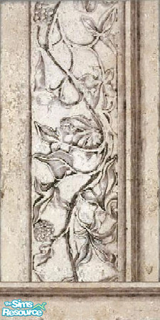 Sims 2 — stone wall with relief by The_Unicorn — -