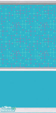 Sims 2 — Eames Wallpaper (Turquoise) by DJLadyPope — Turquoise 1950's wallpaper with matching paint. Pattern by