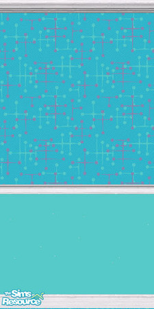 Sims 2 — Eames Wallpaper (Turquoise) by DJLadyPope — Turquoise 1950's wallpaper with seafoam paint. Pattern by