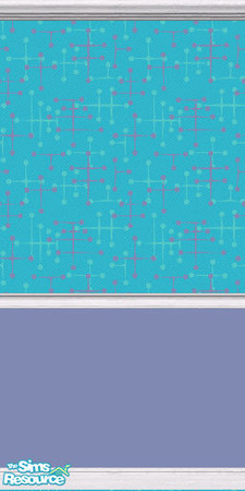 Sims 2 — Eames Wallpaper (Turquoise) by DJLadyPope — Turquoise 1950's wallpaper with lavendar paint. Pattern by